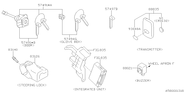 2015 Subaru WRX Key Kit & Key Lock Diagram 2