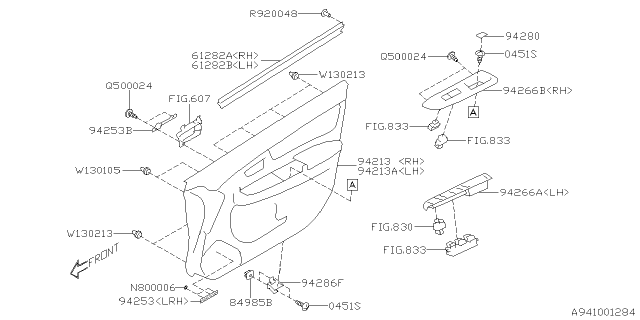 2015 Subaru WRX Trim Sub Assembly Door Front Diagram for 94212VA130VH