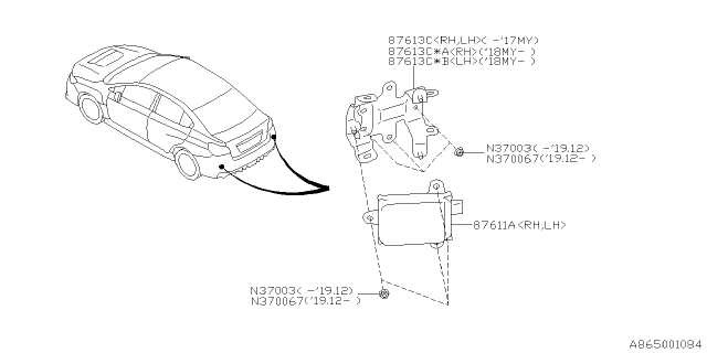2020 Subaru WRX STI Bracket Back Side Radar Diagram for 87613VA050