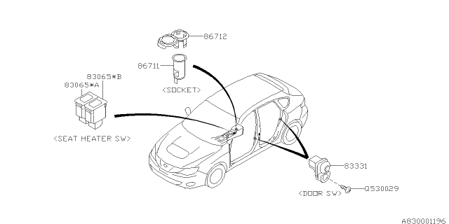 2008 Subaru Impreza WRX Switch - Instrument Panel Diagram 1