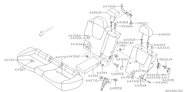 2008 Subaru Impreza WRX Pad & Frame Assembly Rear Cushion Diagram for 64320FG000