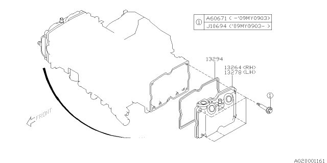 2009 Subaru Impreza STI Rocker Cover Diagram 1