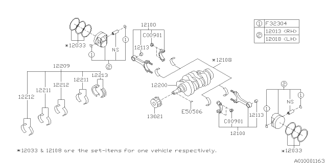 2013 Subaru Impreza WRX Piston & Crankshaft Diagram 1