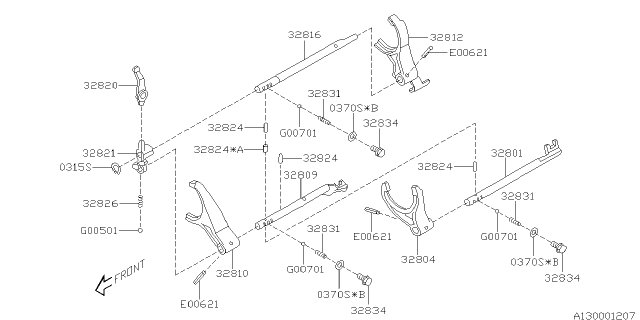 2011 Subaru Impreza WRX Shifter Fork & Shifter Rail Diagram 3