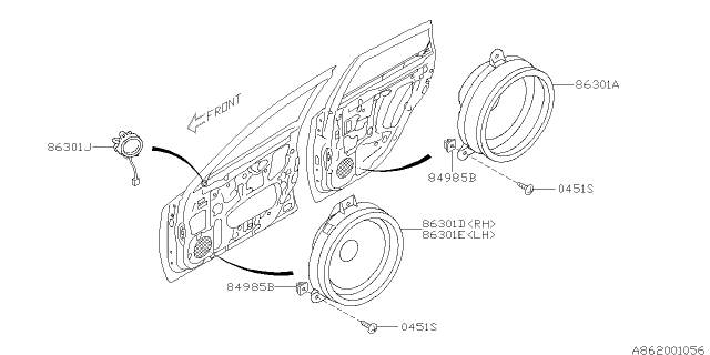 2008 Subaru Impreza STI Audio Parts - Speaker Diagram 1