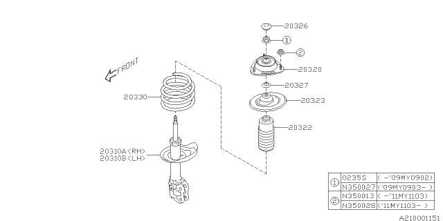 2014 Subaru Impreza STI Front Shock Absorber Diagram 2