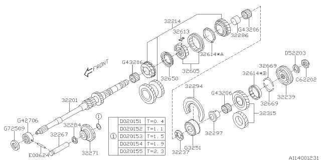 2014 Subaru Impreza STI Main Shaft Diagram 3