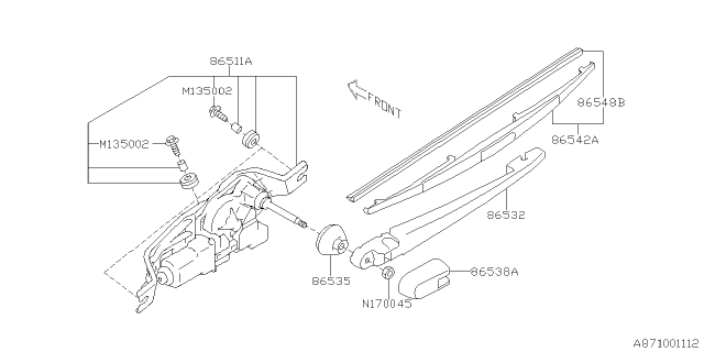 2008 Subaru Impreza WRX Wiper - Rear Diagram 1
