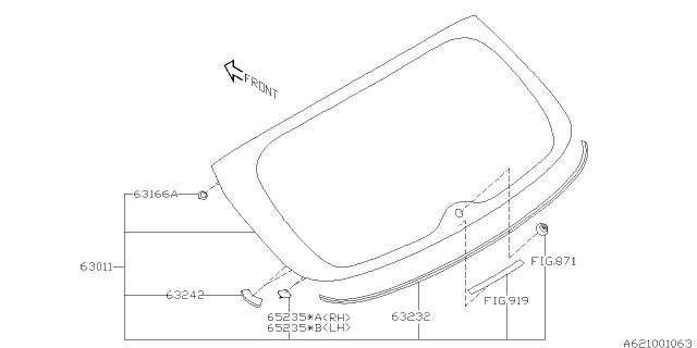 2008 Subaru Impreza STI Back Door Glass Diagram