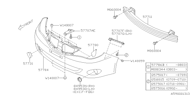 2011 Subaru Impreza STI Front Bumper Diagram 1