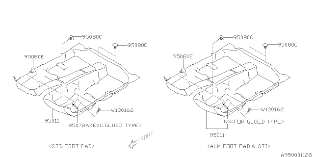 2014 Subaru Impreza WRX Mat Diagram 1