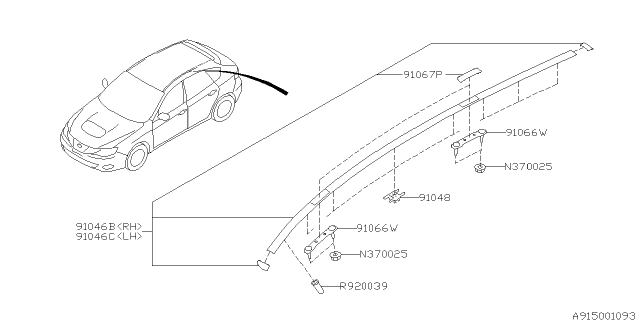 2009 Subaru Impreza Molding Diagram 1