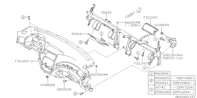 2012 Subaru Impreza WRX Instrument Panel Diagram 4