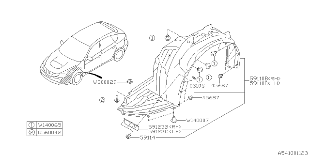 2014 Subaru Impreza STI Mudguard Diagram 2