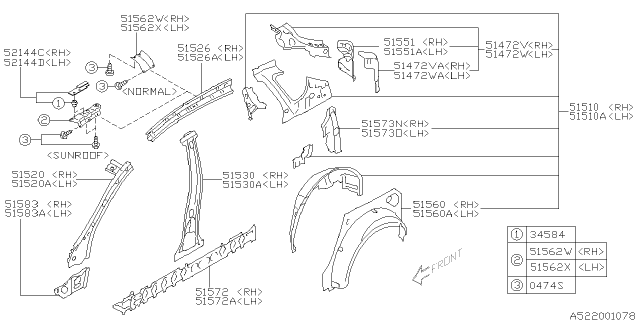 2013 Subaru Impreza STI Side Panel Diagram 1