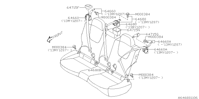 2012 Subaru Impreza WRX Rear Seat Belt Diagram 2