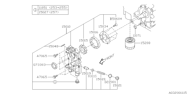 2014 Subaru Impreza STI Oil Pump & Filter Diagram