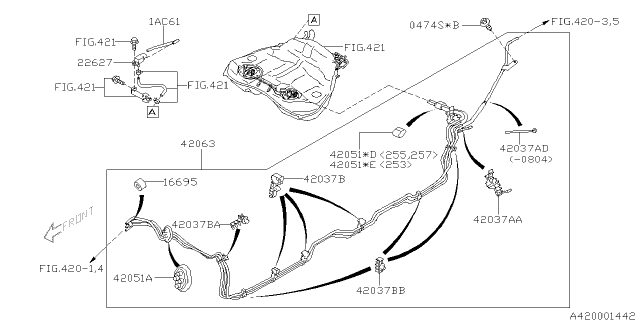 2008 Subaru Impreza STI Pipe Assembly Center Diagram for 42063FG030