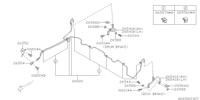 2008 Subaru Impreza WRX Brake Hose Rear LH Diagram for 26541FG030