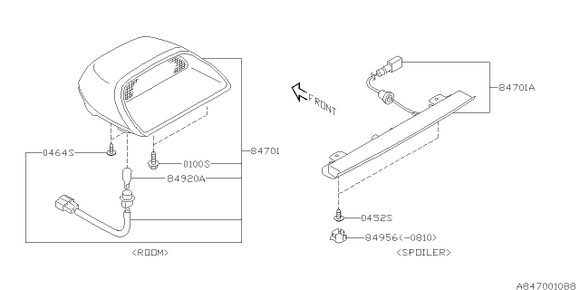 2014 Subaru Impreza STI Lamp - High Mount Stop Lamp Diagram 1