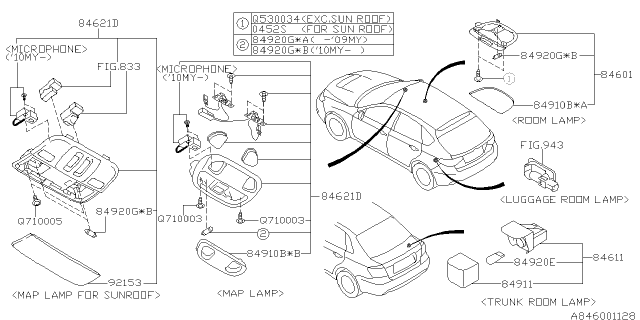 2012 Subaru Impreza WRX Lamp - Room Diagram 1