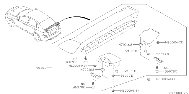 2012 Subaru Impreza WRX Spoiler Diagram 3