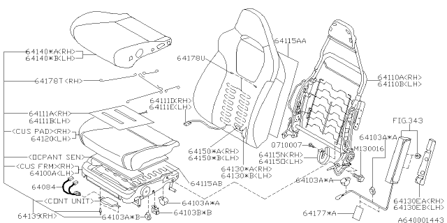 2009 Subaru Impreza WRX Front Seat Diagram 1