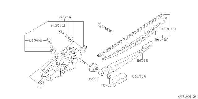 2009 Subaru Impreza STI Wiper - Rear Diagram 2