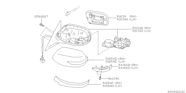 2012 Subaru Impreza STI Rear View Mirror Diagram 1