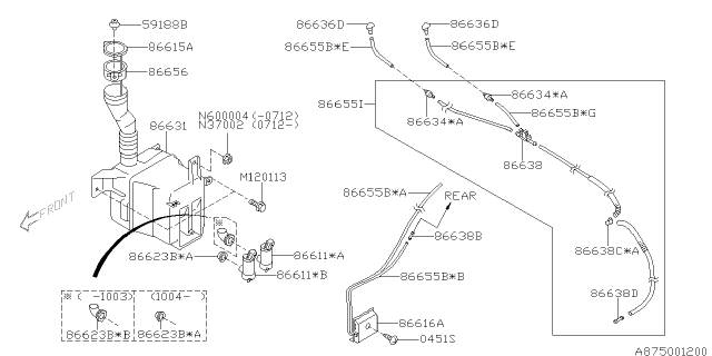 2008 Subaru Impreza WRX Valve-Windshield Washer Diagram for 86634AG000