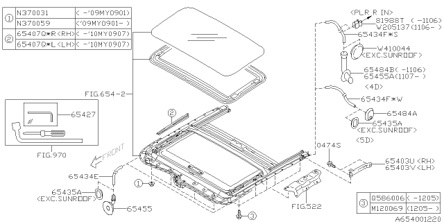 2009 Subaru Impreza WRX Sun Roof Diagram 2
