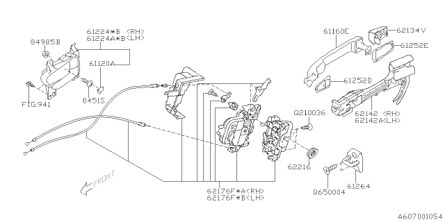 2009 Subaru Impreza Cover Handle Out Door Rear Diagram for 61134FG100G3