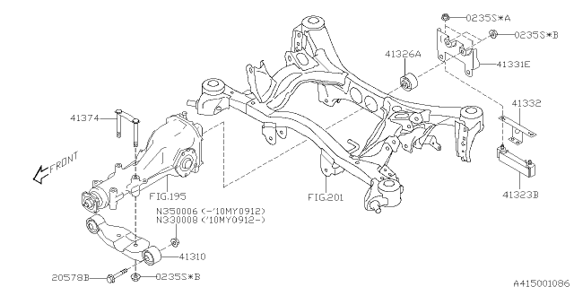 2012 Subaru Impreza STI Differential Mounting Diagram