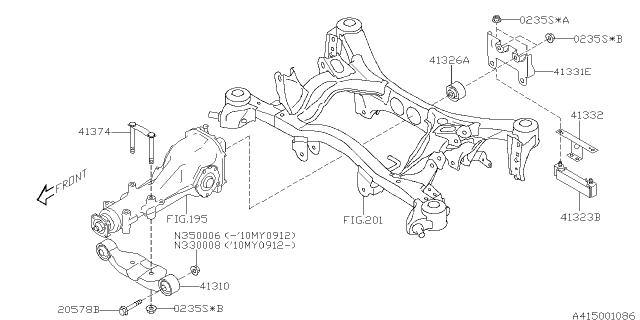 2010 Subaru Impreza BUSHING Assembly Differential M Diagram for 41322FG000