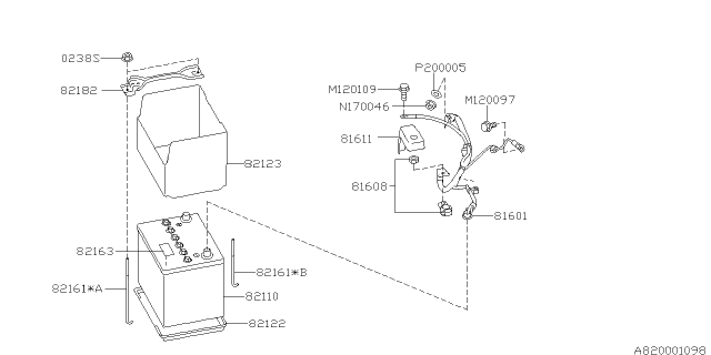 2009 Subaru Impreza WRX Battery Equipment Diagram 1