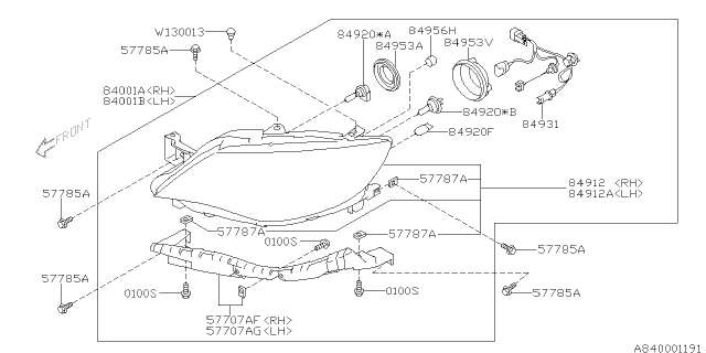 2011 Subaru Impreza STI Head Lamp Diagram 1