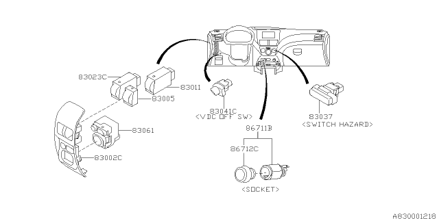 2009 Subaru Impreza STI Switch - Instrument Panel Diagram 3