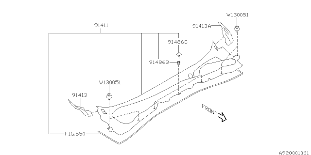 2014 Subaru Impreza STI Cowl Panel Diagram