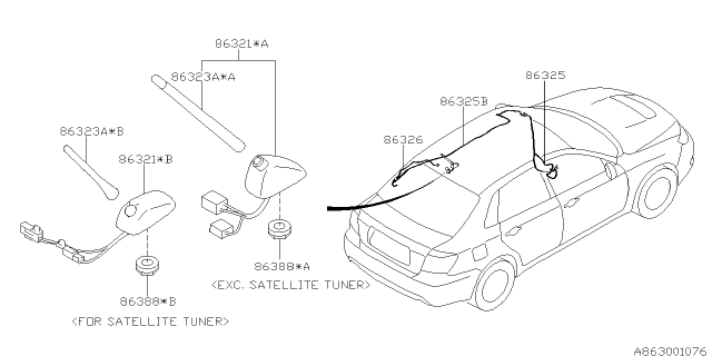 2011 Subaru Impreza STI Audio Parts - Antenna Diagram 1