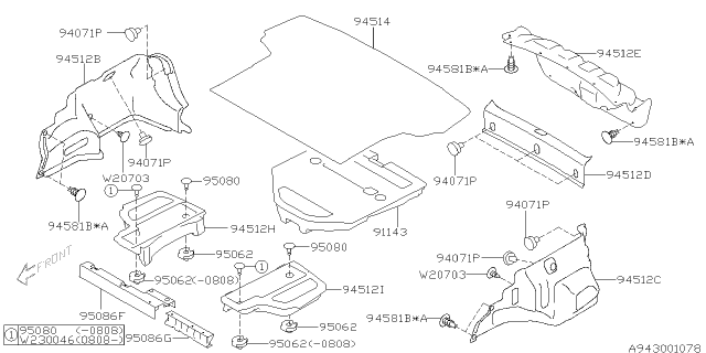 2014 Subaru Impreza WRX Trunk Room Trim Diagram 1