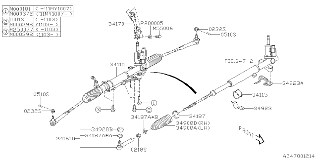 2009 Subaru Impreza Power Steering Gear Box Diagram 1