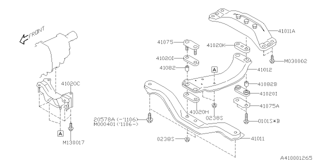 2011 Subaru Impreza STI Cushion Rubber Trans Diagram for 41022AE121