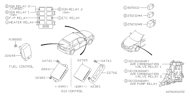 2012 Subaru Impreza STI Relay & Sensor - Engine Diagram