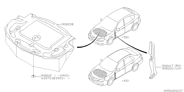 2012 Subaru Impreza WRX Hood Insulator Diagram