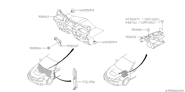 2008 Subaru Impreza WRX Floor Insulator Diagram