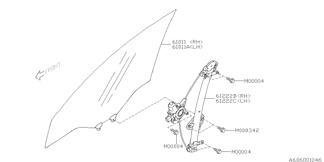 2013 Subaru Impreza WRX Door Parts - Glass & Regulator Diagram 1