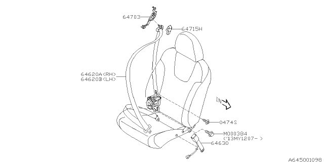 2008 Subaru Impreza STI Front Seat Belt Diagram