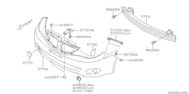 2010 Subaru Impreza STI Front Bumper Diagram 3