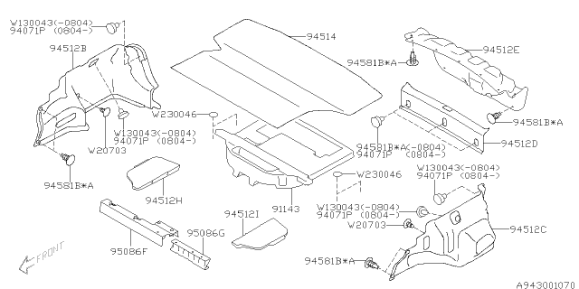 2013 Subaru Impreza STI Trunk Room Trim Diagram 2