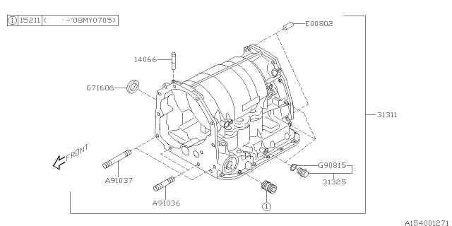 2008 Subaru Impreza WRX Automatic Transmission Case Diagram 4